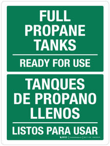 Full Propylene Cylinders Ready For Use Bilingual Portrait - Wall Sign