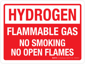 Hydrogen Flammable Gas No Smoking No Open Flames Landscape - Wall Sign