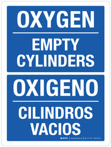 Oxygen Empty Cylinders Bilingual Portrait - Wall Sign