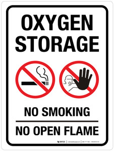 Propane Cylinders Storage Area with No Smoking Icon Portrait - Wall Sign