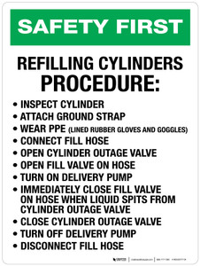 Safety First: Refilling Cylinders Procedure Portrait - Wall Sign