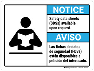 Notice: Safety Data Sheets (SDSs) Available Upon Request Bilingual ANSI Landscape - Wall Sign