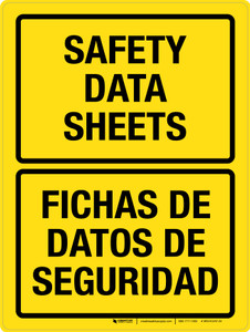 Safety Data Sheets Yellow Bilingual Portrait - Wall Sign