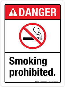 Danger: Smoking Prohibited ANSI Portrait - Wall Sign