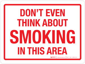 Don't Even Think About Smoking In This Area Landscape - Wall Sign