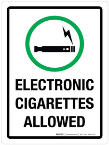 Electronic Cigarettes Allowed Portrait - Wall Sign