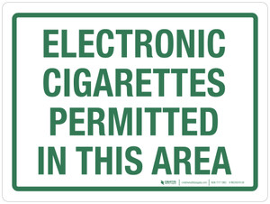 Electronic Cigarettes Permitted In This Area Landscape - Wall Sign