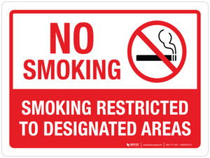 No Smoking - Smoking Restricted To Designated Areas Landscape - Wall Sign