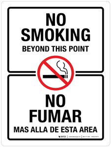No Smoking Beyond This Point - Bilingual Portrait - Wall Sign