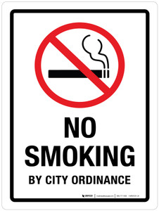 No Smoking By City Ordinance Portrait - Wall Sign