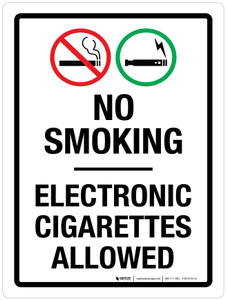 No Smoking Electronic Cigarettes Allowed Portrait - Wall Sign
