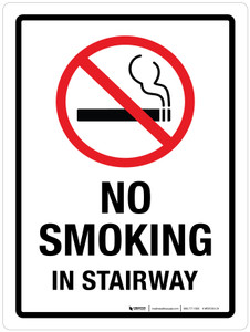 No Smoking In Stairway Portrait - Wall Sign