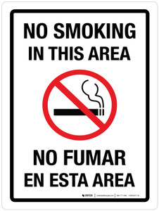 No Smoking In This Area Bilingual Portrait - Wall Sign