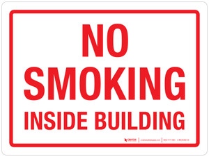 No Smoking Inside Building Landscape - Wall Sign