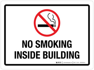 No Smoking Inside Building with Icon Landscape - Wall Sign