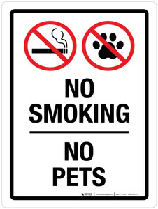 No Smoking No Pets Portrait - Wall Sign
