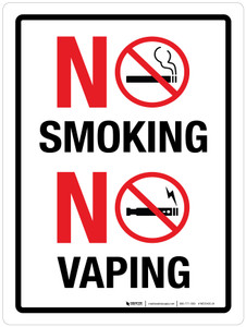 No Smoking No Vaping Portrait - Wall Sign