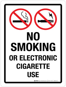 No Smoking Or Electronic Cigarette Use Portrait - Wall Sign