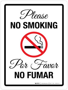 Please No Smoking Bilingual Portrait - Wall Sign