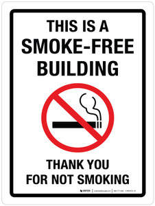 This Is A Smoke-Free Building - Thank You For Not Smoking Portrait - Wall Sign