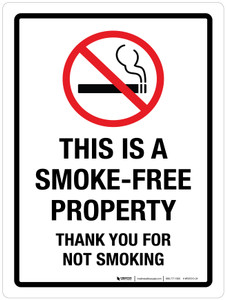 This Is A Smoke-Free Property - Thank You For Not Smoking with Icon Portrait - Wall Sign