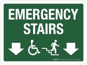 Emergency Stairs Down Arrows Down (ADA) Landscape - Wall Sign
