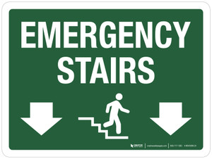 Emergency Stairs Down Arrows Down Landscape - Wall Sign