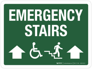 Emergency Stairs Down Arrows Up (ADA) Landscape - Wall Sign
