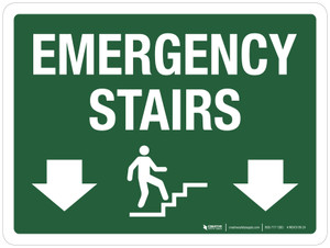 Emergency Stairs Up Down Arrows Landscape - Wall Sign