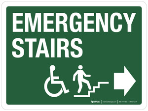 Emergency Stairs Up Right Arrow (ADA) Landscape - Wall Sign