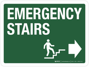 Emergency Stairs Up Right Arrow Landscape - Wall Sign