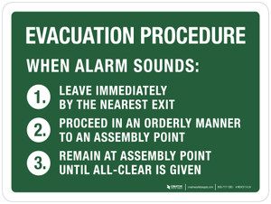 Evacuation Procedure - When Alarm Sounds Landscape - Wall Sign