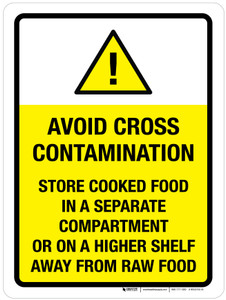 Avoid Cross Contamination with Hazard Icon Portrait - Wall Sign