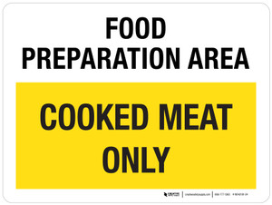 Food Preparation Area: Cooked Meat Area Only Landscape - Wall Sign