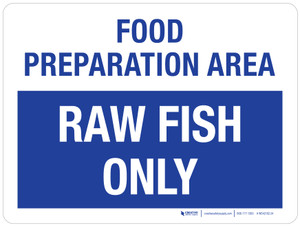 Food Preparation Area: Raw Fish Area Only Landscape - Wall Sign