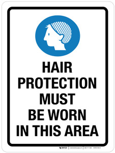 Hair Protection Must Be Worn In This Area Portrait - Wall Sign