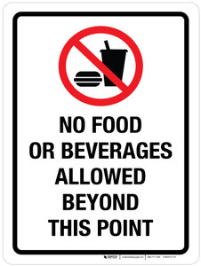 No Food Or Beverages Allowed Beyond This Point Portrait - Wall Sign