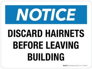 Notice: Discard Hairnets Before Leaving Building Landscape - Wall Sign
