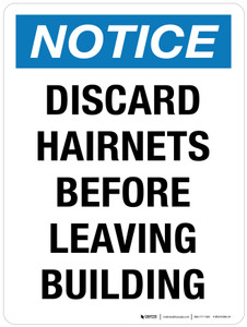 Notice: Discard Hairnets Before Leaving Building Portrait - Wall Sign