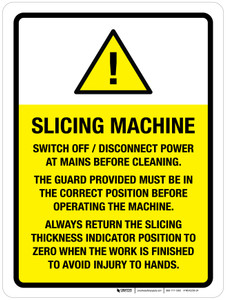 Slicing Machine - Switch Off Disconnect Power Portrait - Wall Sign