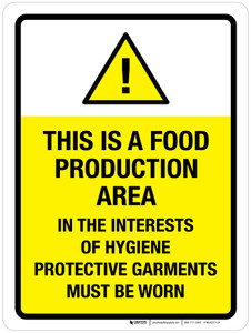 This Is A Food Production Area - In The Interests Of Hygiene Portrait - Wall Sign