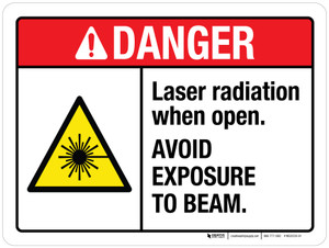 Danger: Laser Radiation When Open Avoid Exposure To Beam ANSI Landscape - Wall Sign
