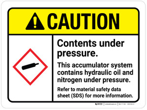 Caution: Contents Under Pressure ANSI Landscape - Wall Sign