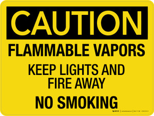 Caution: Flammable Vapors Keep Lights And Fire Away No Smoking Landscape - Wall Sign