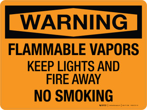 Warning: Flammable Vapors - Keep Lights And Fire Away - No Smoking Landscape - Wall Sign