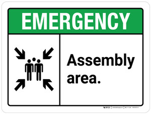 Emergency: Assembly Area ANSI Landscape - Wall Sign