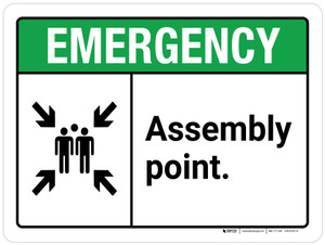 Emergency: Assembly Point ANSI Landscape - Wall Sign