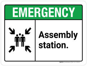 Emergency: Assembly Station ANSI Landscape - Wall Sign