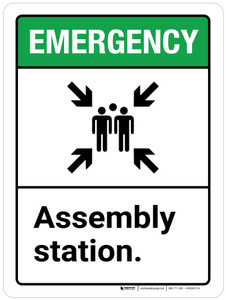 Emergency: Assembly Station ANSI Portrait - Wall Sign