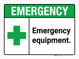 Emergency: Emergency Equipment ANSI Landscape - Wall Sign